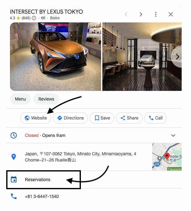 Page locale et prise de rendez-vous
